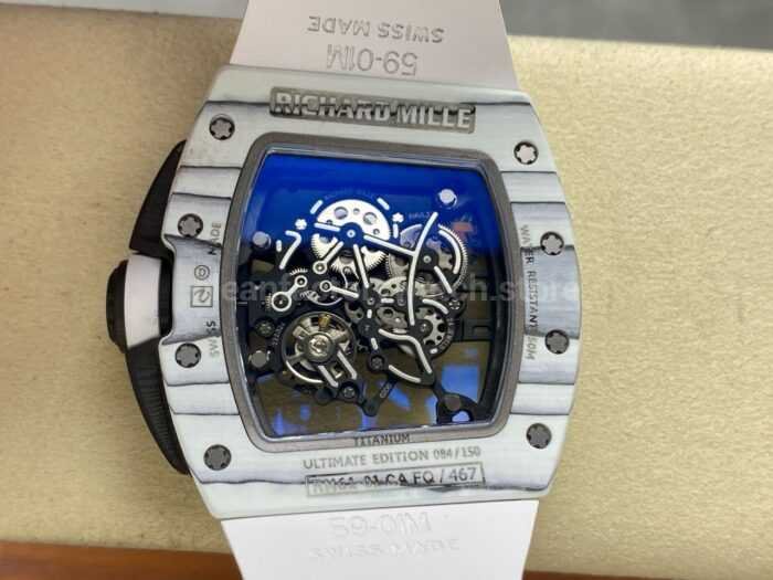 ZF Factory Richard Mille RM061 01 43mm White Ceramic White Rubber Strap Skeletonized Dial 3 Super Clone Watch,Clean Factory Watch
