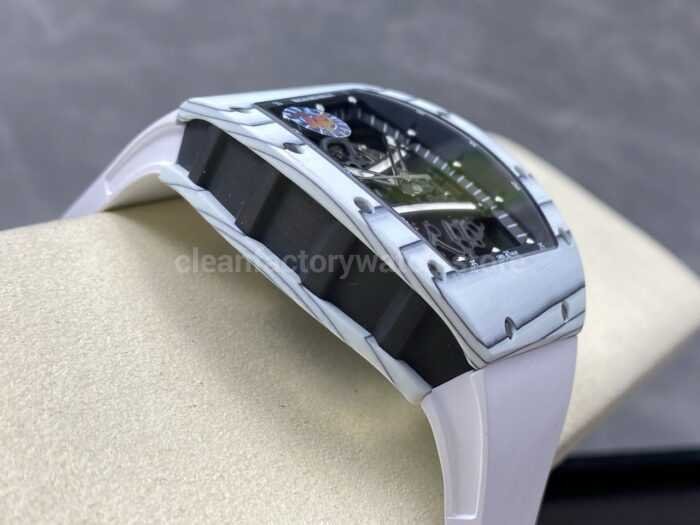 ZF Factory Richard Mille RM061 01 43mm White Ceramic White Rubber Strap Skeletonized Dial 5 Super Clone Watch,Clean Factory Watch