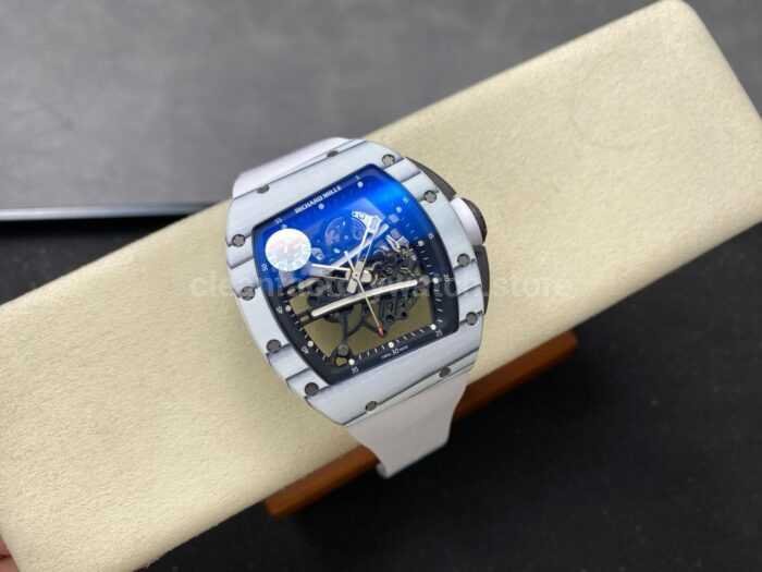 ZF Factory Richard Mille RM061 01 43mm White Ceramic White Rubber Strap Skeletonized Dial 6 Super Clone Watch,Clean Factory Watch