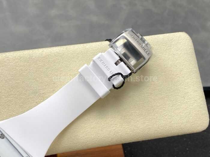 ZF Factory Richard Mille RM061 01 43mm White Ceramic White Rubber Strap Skeletonized Dial 7 Super Clone Watch,Clean Factory Watch