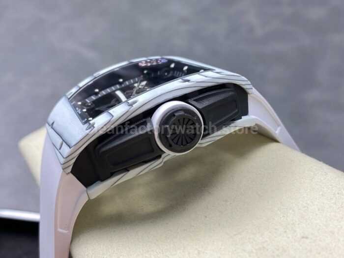 ZF Factory Richard Mille RM061 01 43mm White Ceramic White Rubber Strap Skeletonized Dial 8 Super Clone Watch,Clean Factory Watch