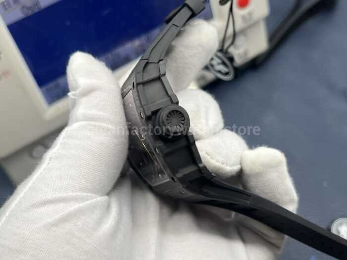 ZF Factory Richard Mille RM35 02 Black Carbon Fiber Black Rubber Strap Black Skeletonized Dial 2 Super Clone Watch,Clean Factory Watch