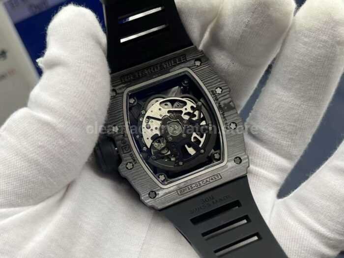 ZF Factory Richard Mille RM35 02 Black Carbon Fiber Black Rubber Strap Black Skeletonized Dial 8 Super Clone Watch,Clean Factory Watch