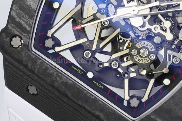ZF Factory Richard Mille RM35 02 Black Carbon Fiber White Rubber Strap Black Skeletonized Dial 4 Super Clone Watch,Clean Factory Watch