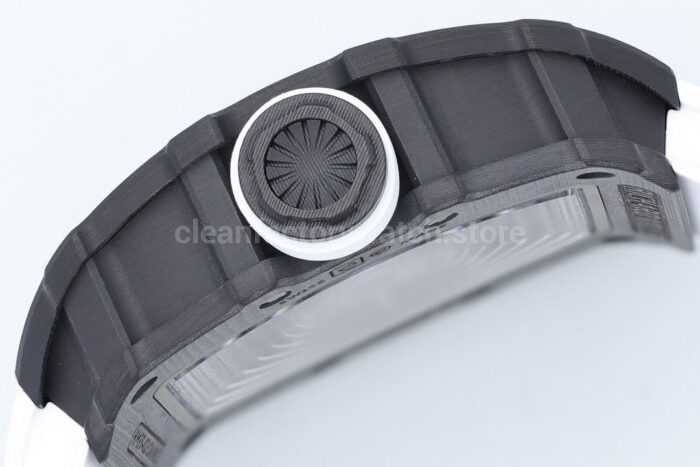 ZF Factory Richard Mille RM35 02 Black Carbon Fiber White Rubber Strap Black Skeletonized Dial 7 Super Clone Watch,Clean Factory Watch