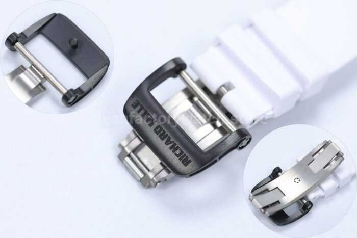 ZF Factory Richard Mille RM35 02 Black Carbon Fiber White Rubber Strap Black Skeletonized Dial 9 Super Clone Watch,Clean Factory Watch