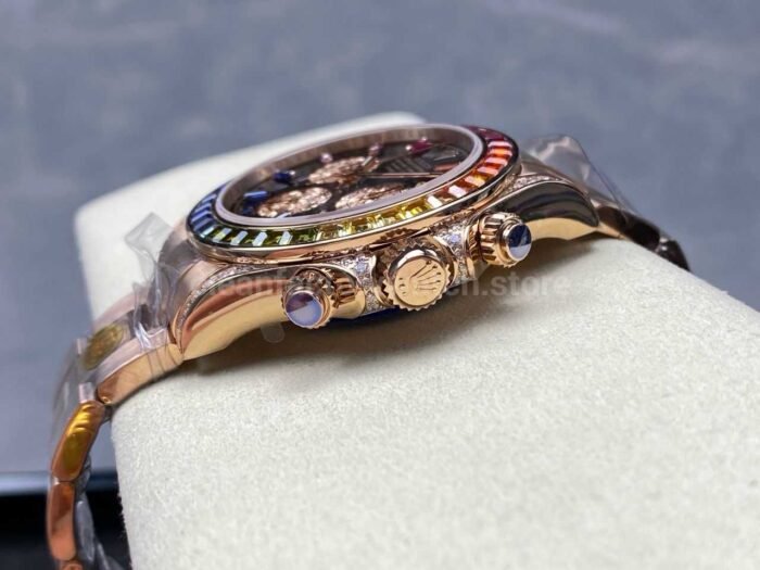 ZF Factory Rolex Daytona 116595RBOW 40mm Rose Gold Rainbow Bezel Diamond Black Dial - Image 7