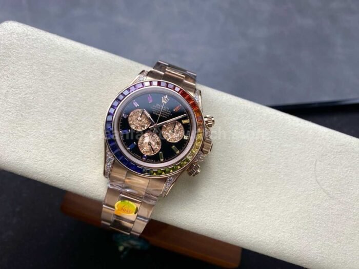ZF Factory Rolex Daytona 116595RBOW 40mm Rose Gold Rainbow Bezel Diamond Black Dial - Image 5