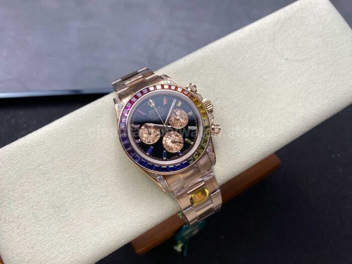 ZF Factory Rolex Daytona 116595RBOW 40mm Rose Gold Rainbow Bezel Diamond Black Dial - Image 4