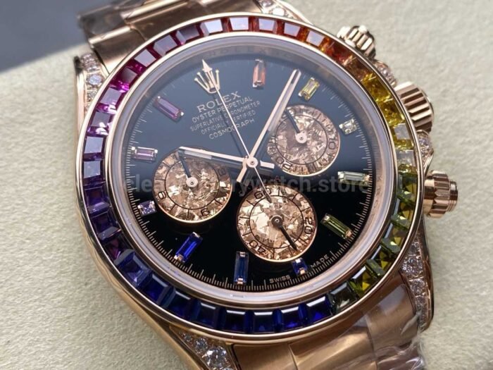 ZF Factory Rolex Daytona 116595RBOW 40mm Rose Gold Rainbow Bezel Diamond Black Dial - Image 2