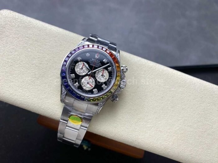 ZF Factory Rolex Daytona 116599RBOW 40mm White Gold Rainbow Bezel Diamond Black Dial - Image 5