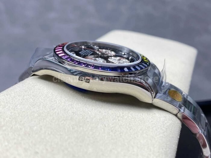 ZF Factory Rolex Daytona 116599RBOW 40mm White Gold Rainbow Bezel Diamond Black Dial - Image 6