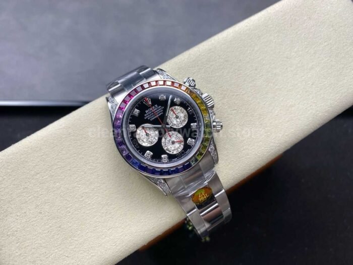 ZF Factory Rolex Daytona 116599RBOW 40mm White Gold Rainbow Bezel Diamond Black Dial - Image 4