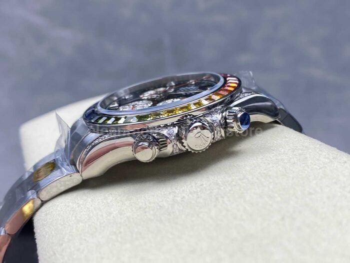 ZF Factory Rolex Daytona 116599RBOW 40mm White Gold Rainbow Bezel Diamond Black Dial - Image 7