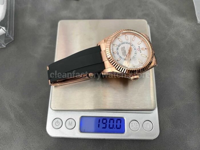 ZF Factory Rolex Sky-Dweller 336235-0003 42mm Rose Gold Rubber Strap White Dial - Image 10