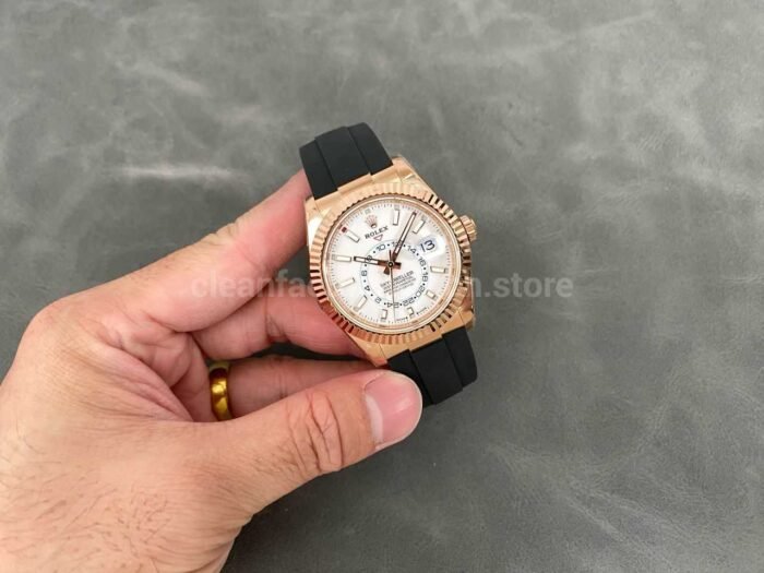 ZF Factory Rolex Sky-Dweller 336235-0003 42mm Rose Gold Rubber Strap White Dial - Image 4
