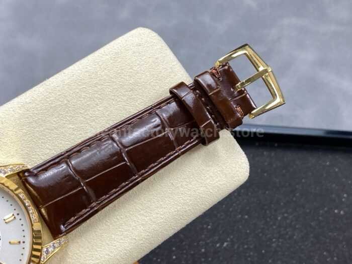 ZM Factory Patek Philippe Perpetual Calendar 5050J 40mm Yellow Gold Leather Strap White Dial 1 Super Clone Watch,Clean Factory Watch