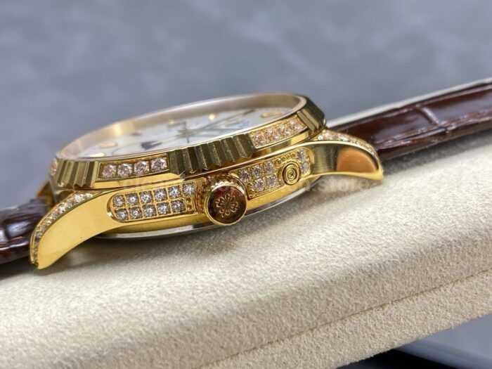ZM Factory Patek Philippe Perpetual Calendar 5050J 40mm Yellow Gold Leather Strap White Dial 3 Super Clone Watch,Clean Factory Watch