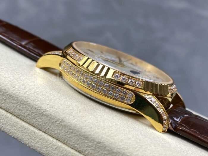 ZM Factory Patek Philippe Perpetual Calendar 5050J 40mm Yellow Gold Leather Strap White Dial 7 Super Clone Watch,Clean Factory Watch