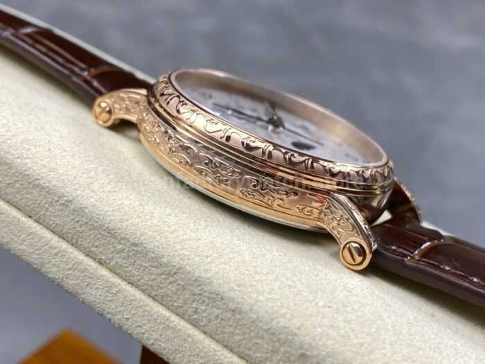 ZM Factory Patek Philippe Perpetual Calendar 5159 38mm Engraving Rose Gold Leather Strap White Dial 2 Super Clone Watch,Clean Factory Watch