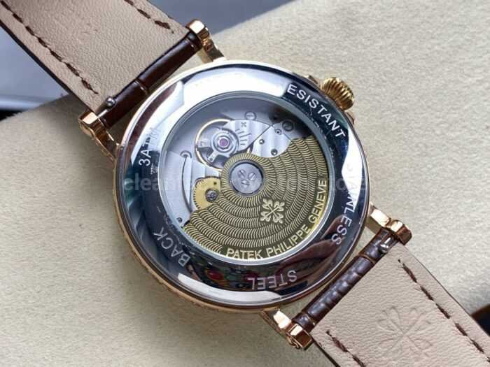 ZM Factory Patek Philippe Perpetual Calendar 5159 38mm Engraving Rose Gold Leather Strap White Dial 5 Super Clone Watch,Clean Factory Watch