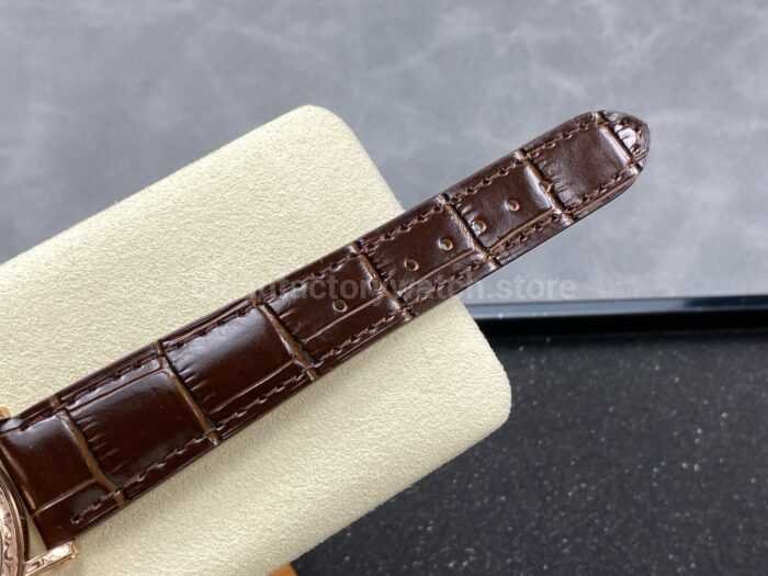 ZM Factory Patek Philippe Perpetual Calendar 5159 38mm Engraving Rose Gold Leather Strap White Dial 6 Super Clone Watch,Clean Factory Watch