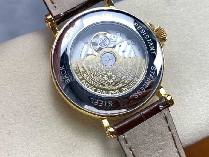 ZM Factory Patek Philippe Perpetual Calendar 5159 38mm Engraving Yellow Gold Leather Strap White Dial 3 Super Clone Watch,Clean Factory Watch