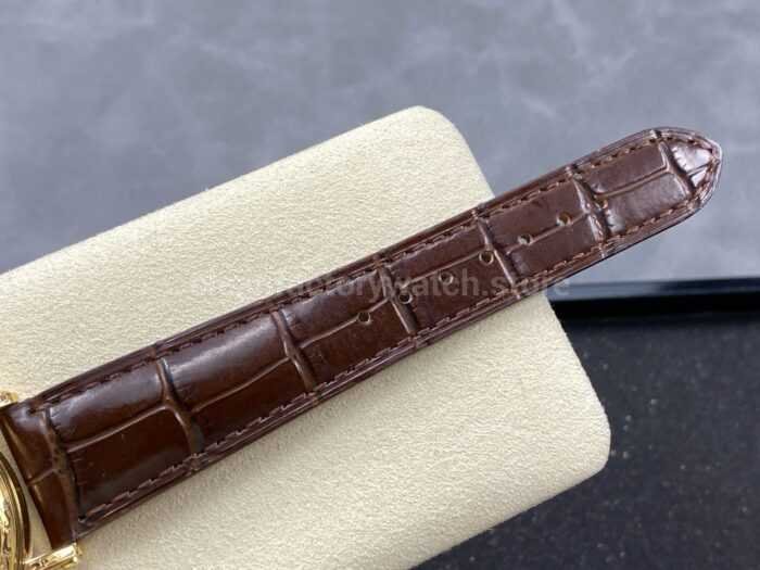 ZM Factory Patek Philippe Perpetual Calendar 5159 38mm Engraving Yellow Gold Leather Strap White Dial 8 Super Clone Watch,Clean Factory Watch