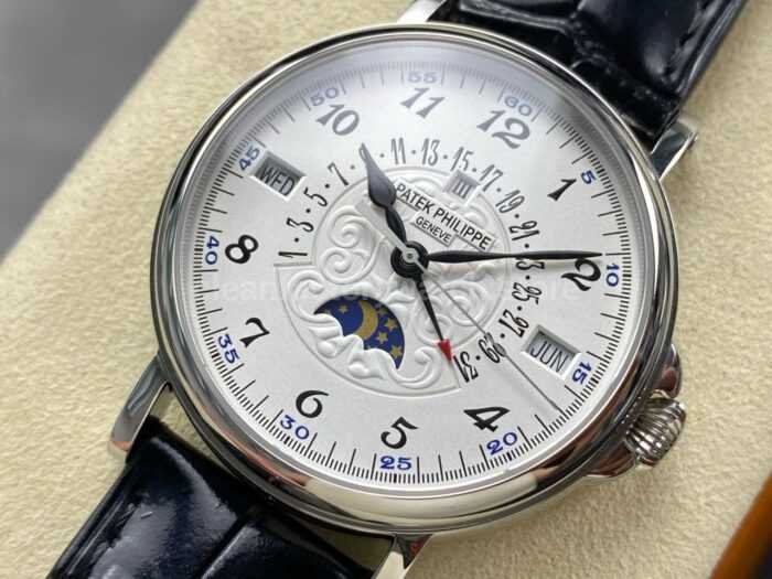 ZM Factory Patek Philippe Perpetual Calendar 5159G 012 38mm Steel Leather Strap White Dial 4 Super Clone Watch,Clean Factory Watch