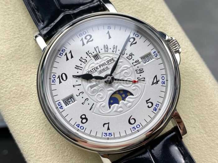 ZM Factory Patek Philippe Perpetual Calendar 5159G 012 38mm Steel Leather Strap White Dial 6 Super Clone Watch,Clean Factory Watch