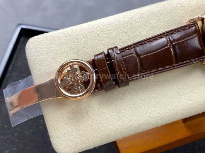 ZM Factory Patek Philippe Perpetual Calendar 5159G 38mm Engraving Rose Gold Leather Strap White Dial 1 Super Clone Watch,Clean Factory Watch