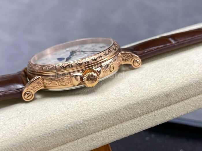 ZM Factory Patek Philippe Perpetual Calendar 5159G 38mm Engraving Rose Gold Leather Strap White Dial 6 Super Clone Watch,Clean Factory Watch