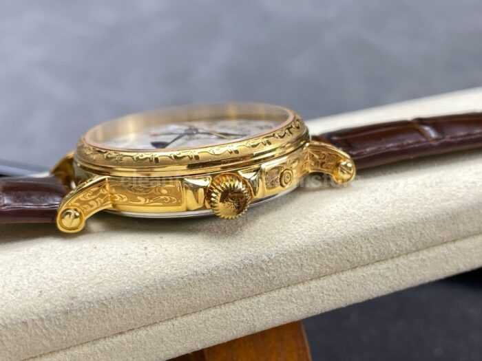 ZM Factory Patek Philippe Perpetual Calendar 5159G 38mm Engraving Yellow Gold Leather Strap White Dial 4 Super Clone Watch,Clean Factory Watch