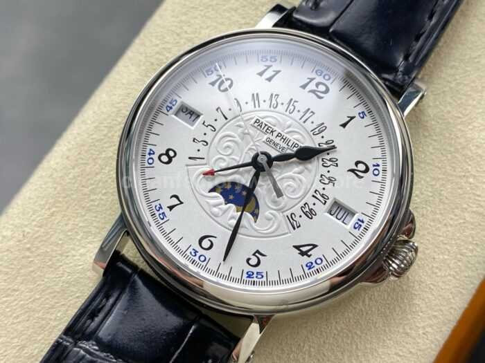 ZM Factory Patek Philippe Perpetual Calendar 5159G 38mm Steel Leather Strap White Dial 4 Super Clone Watch,Clean Factory Watch
