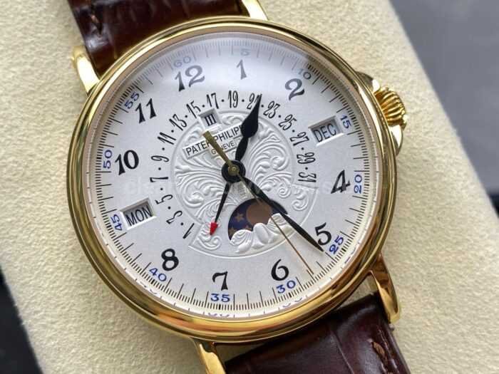ZM Factory Patek Philippe Perpetual Calendar 5159J 001 38mm Yellow Gold Leather Strap White Dial 1 Super Clone Watch,Clean Factory Watch