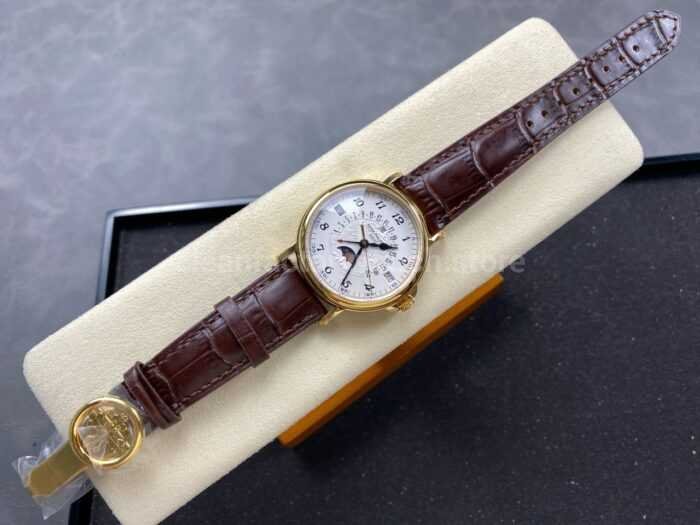 ZM Factory Patek Philippe Perpetual Calendar 5159J 001 38mm Yellow Gold Leather Strap White Dial 6 Super Clone Watch,Clean Factory Watch