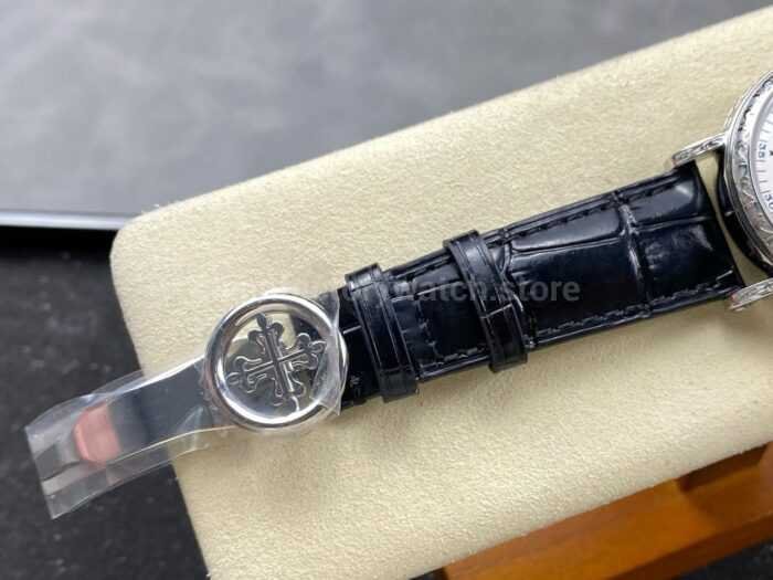 ZM Factory Patek Philippe Perpetual Calendar 5160500G–001 38mm Engraving Steel Leather Strap White Dial 3 Super Clone Watch,Clean Factory Watch