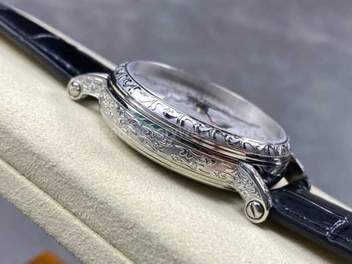ZM Factory Patek Philippe Perpetual Calendar 5160500G–001 38mm Engraving Steel Leather Strap White Dial 9 Super Clone Watch,Clean Factory Watch