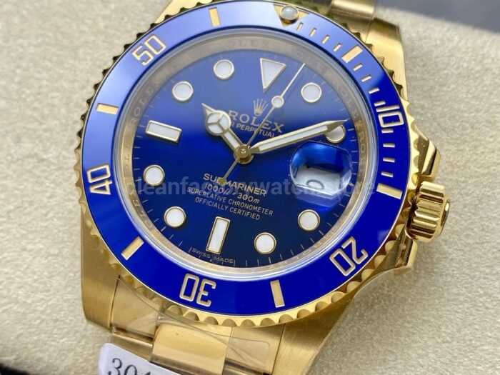 ZQ Factory Rolex Submariner Date 116618LB 40mm Full Yellow Gold Blue Dial 3 Super Clone Watch,Clean Factory Watch