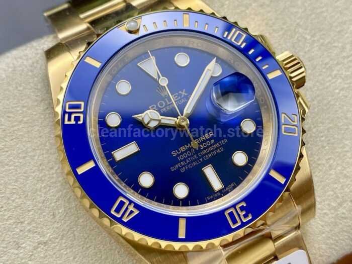 ZQ Factory Rolex Submariner Date 116618LB 40mm Full Yellow Gold Blue Dial 7 Super Clone Watch,Clean Factory Watch