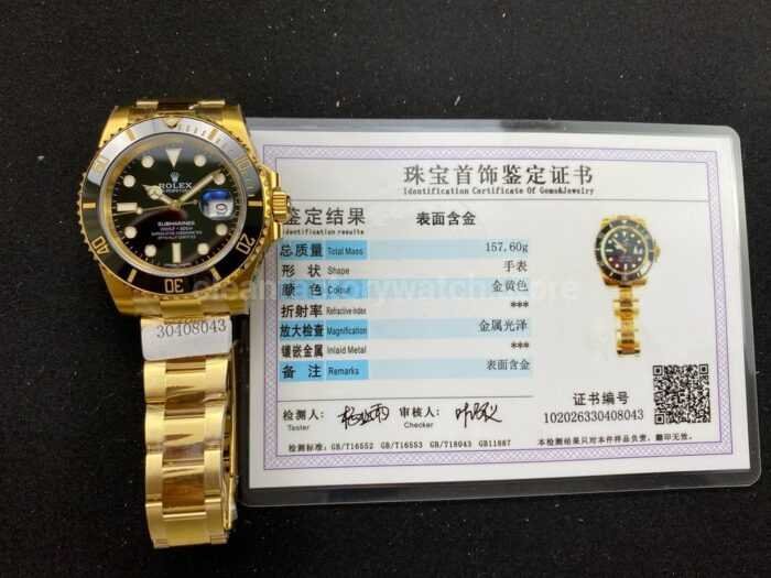 ZQ Factory Rolex Submariner Date 116618LN 40mm Full Yellow Gold Black Dial 4 Super Clone Watch,Clean Factory Watch