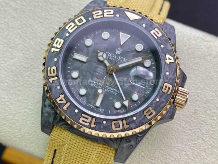 DIW Factory Rolex GMT-Master II 126710 Limited Edition 40mm Gold Word Carbon Fiber Artificial Fiber Woven Strap Carbon Fiber Dial - Image 3