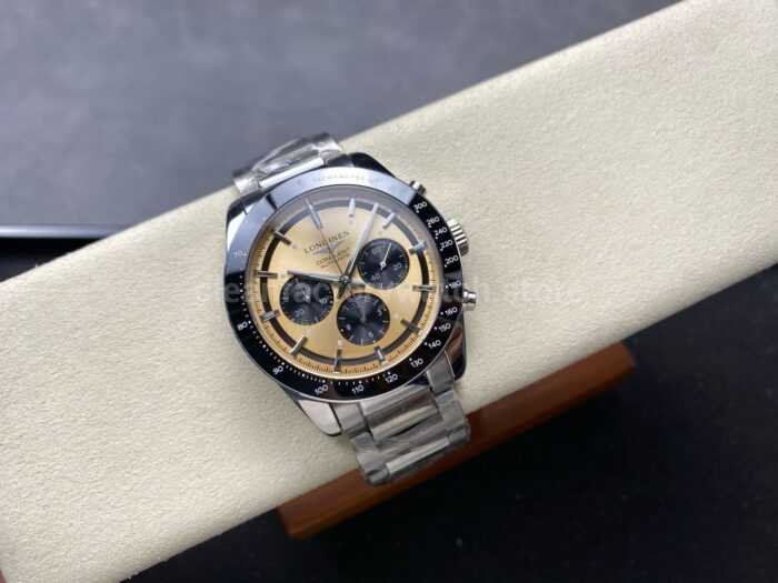 AF Factory Longines Conquest Chronograph L3.835.4.02.6 42mm Full Steel Strap Black Eyes Champagne Dial 8 Super Clone Watch,Clean Factory Watch
