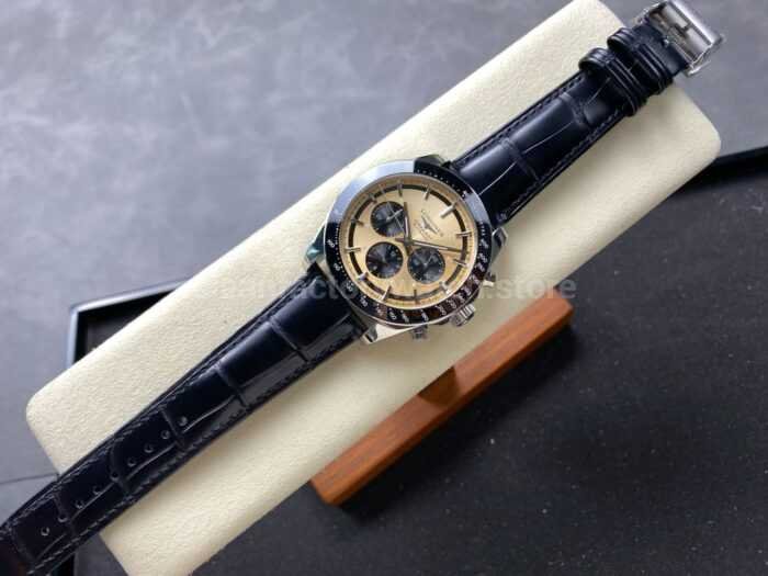AF Factory Longines Conquest Chronograph L3.835.4.02.6 42mm Steel Leather Strap Black Eyes Champagne Di 1 Super Clone Watch,Clean Factory Watch