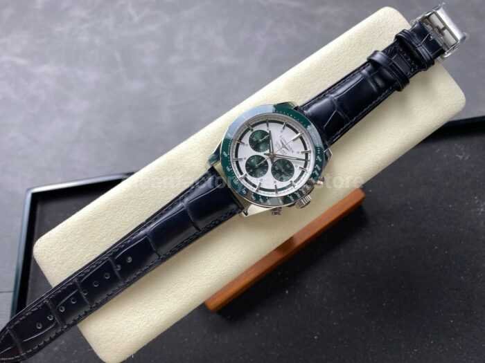 AF Factory Longines Conquest Chronograph L3.835.4.02.6 42mm Steel Leather Strap Green Eyes White Dial 1 Super Clone Watch,Clean Factory Watch