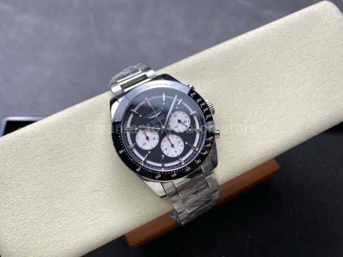 AF Factory Longines Conquest Chronograph L3.835.4.52.6 42mm Full Steel Strap White Eyes Black Dial 7 Super Clone Watch,Clean Factory Watch