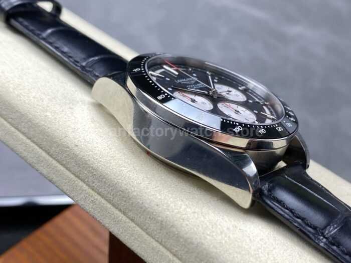 AF Factory Longines Conquest Chronograph L3.835.4.52.6 42mm Steel Leather Strap White Eyes Black Dial 4 Super Clone Watch,Clean Factory Watch