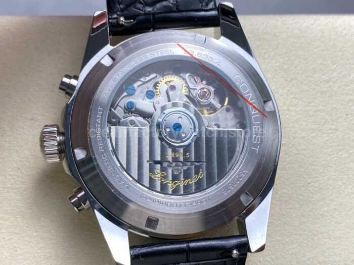 AF Factory Longines Conquest Chronograph L3.835.4.52.6 42mm Steel Leather Strap White Eyes Black Dial 5 Super Clone Watch,Clean Factory Watch