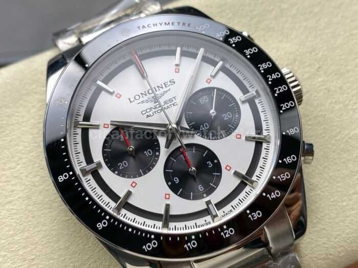 AF Factory Longines Conquest Chronograph L3.835.4.72.6 42mm Full Steel Strap Black Eyes White Dial 6 Super Clone Watch,Clean Factory Watch