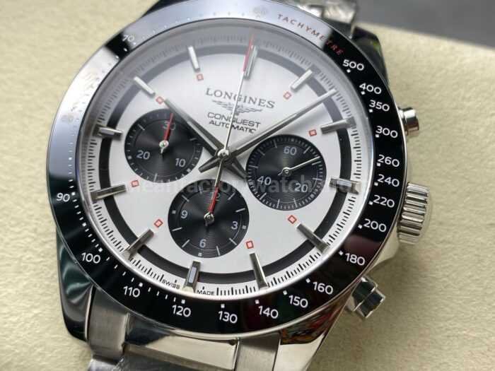 AF Factory Longines Conquest Chronograph L3.835.4.72.6 42mm Full Steel Strap Black Eyes White Dial 7 Super Clone Watch,Clean Factory Watch